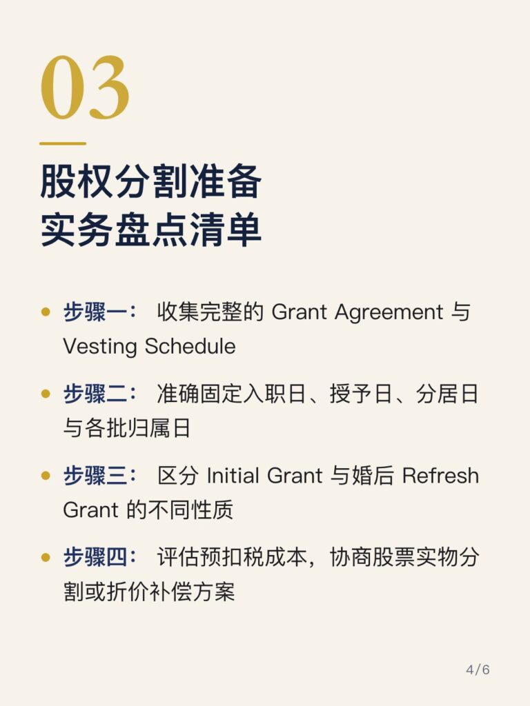 股权分割准备 实务盘点清单